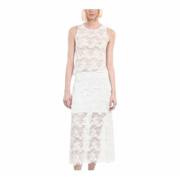 The Kooples Stretch Lace Fitted Tank Top Off White Round Neck Women’s Size 1 NWT - Picture 16 of 16